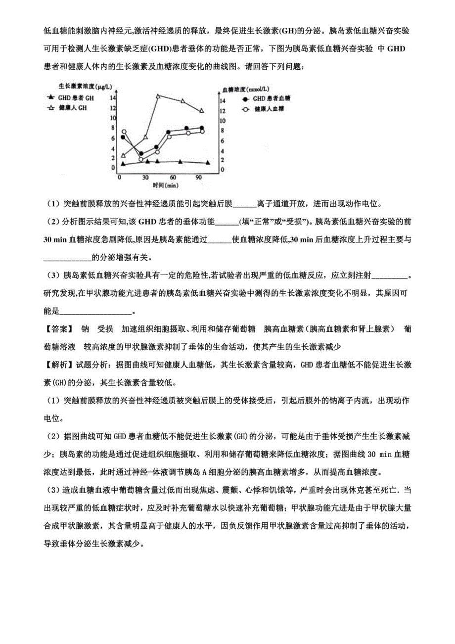 【含50题有解析】济南市六校同备课高三生物突破之胰岛素_第5页