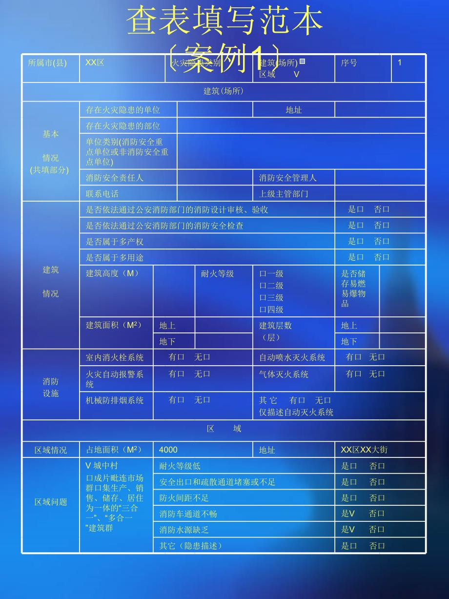 火灾隐患单位基本情况调查表填写范本_第1页