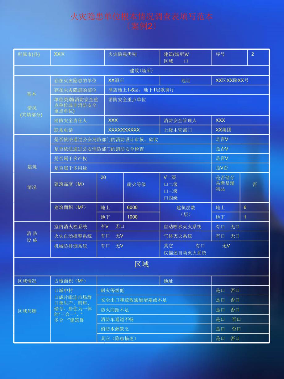 火灾隐患单位基本情况调查表填写范本_第2页