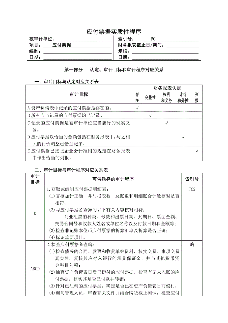 3应付票据实质性程序及附表0811.doc_第1页