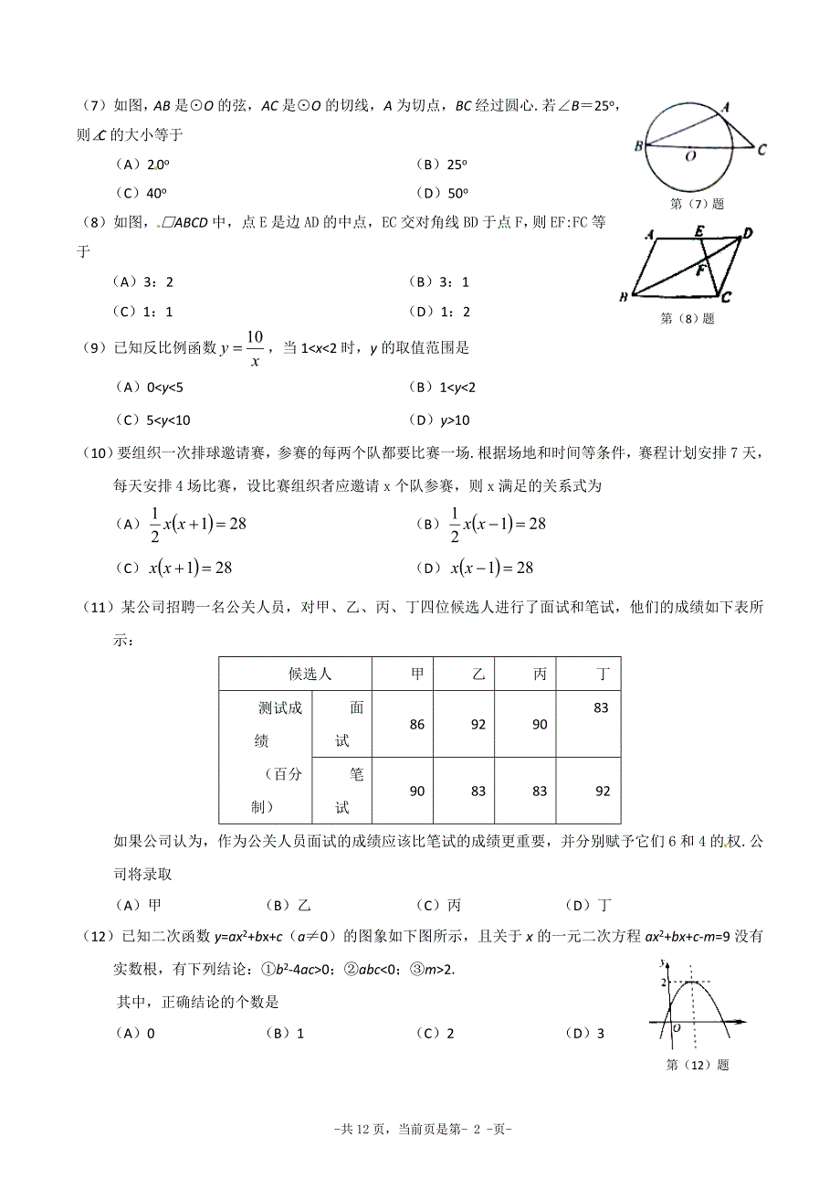 2014年天津市初中毕业生学业考试试卷_第2页