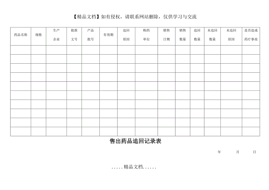 售出药品追回记录表_第2页