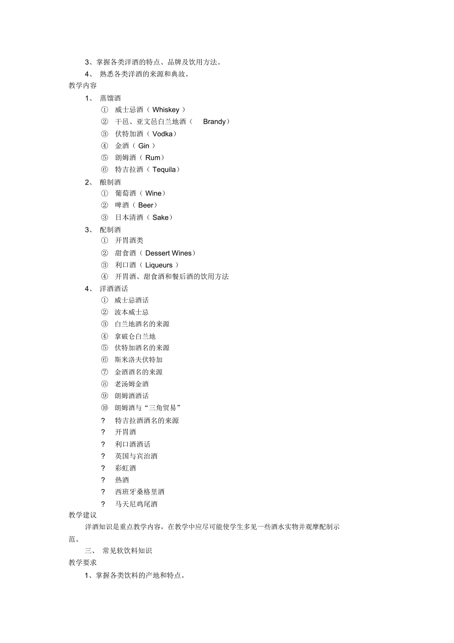 调酒技术教学大纲_第2页