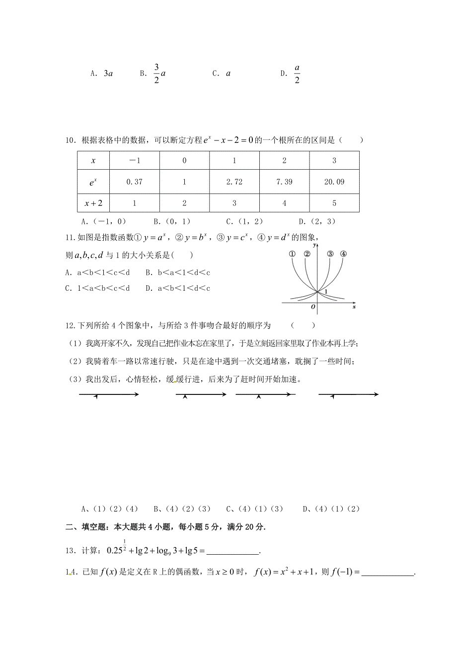 广东省肇庆市百花中学高一数学上学期期中试题_第2页