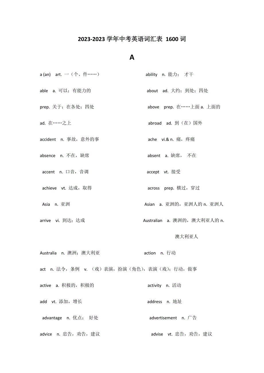 2023年初中生必背的单词_第1页