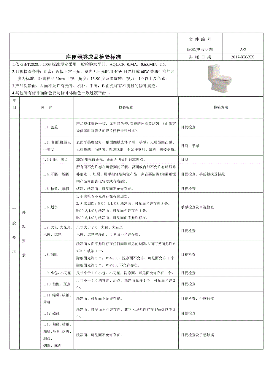 座便器成品检验标准_第1页