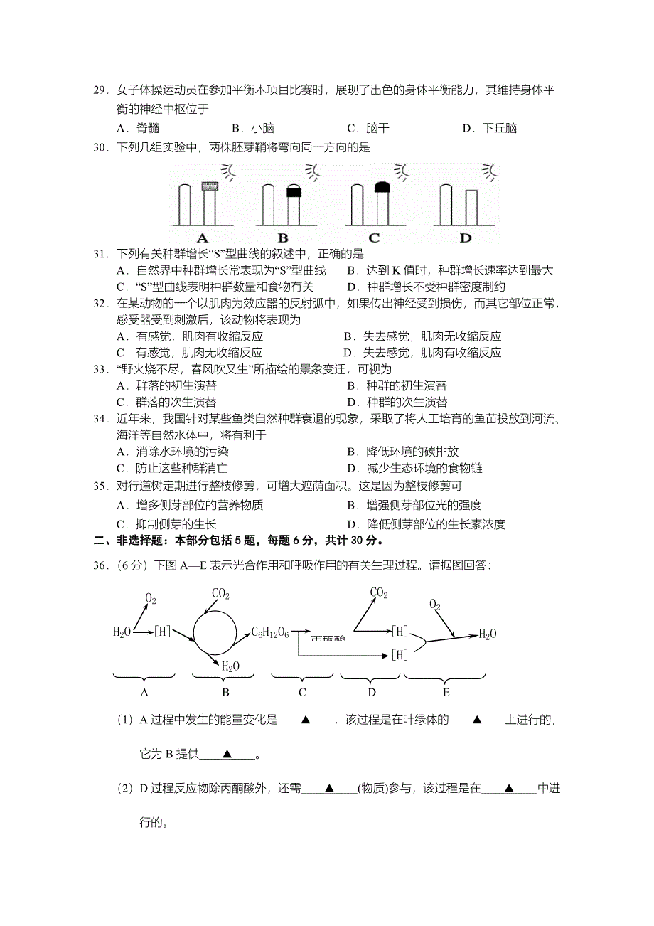 2022年高二上学期学业水平必修科目期终考试 生物 含答案_第4页