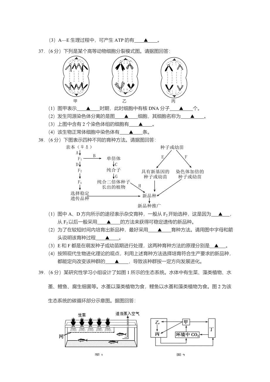 2022年高二上学期学业水平必修科目期终考试 生物 含答案_第5页