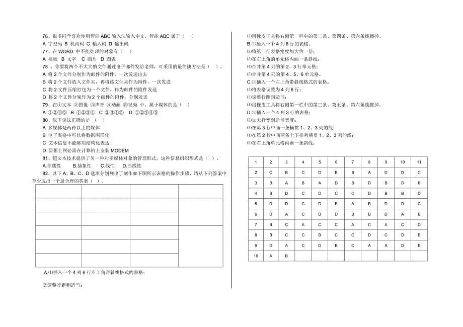 高一信息技术练习题(一)_第5页