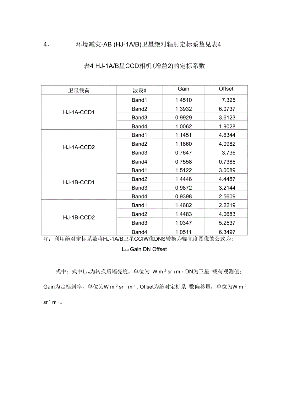 2014年国产遥感卫星外场绝对辐射定标系数_第4页