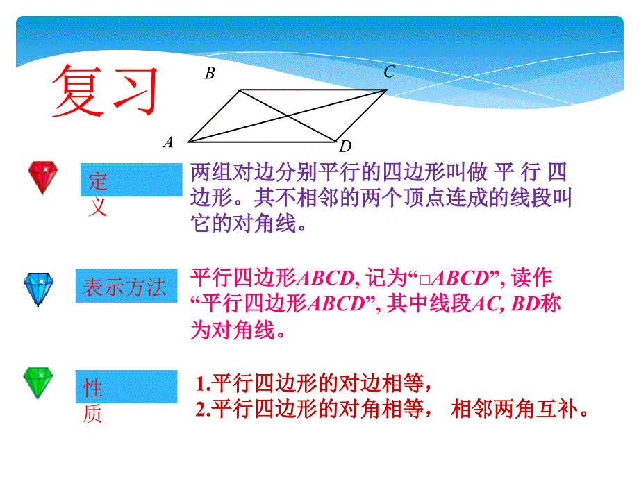 人教版八年级数学下册《18.1.1 平行四边形的性质（2）》课件（赛课一等奖）_第2页