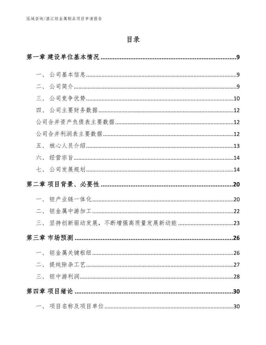 湛江钽金属制品项目申请报告_第2页