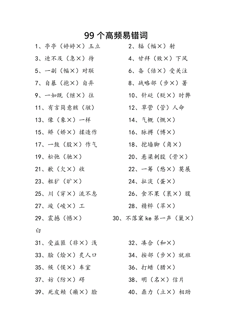 99个高频易错词(最新整理)_第1页