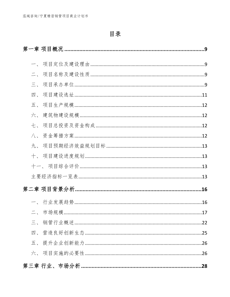 宁夏精密钢管项目商业计划书（参考模板）_第2页