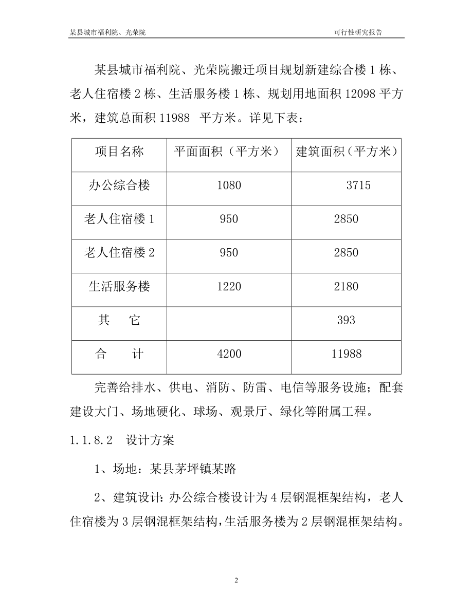 县城市福利院、光荣院搬迁项目可行性研究报告.doc_第2页