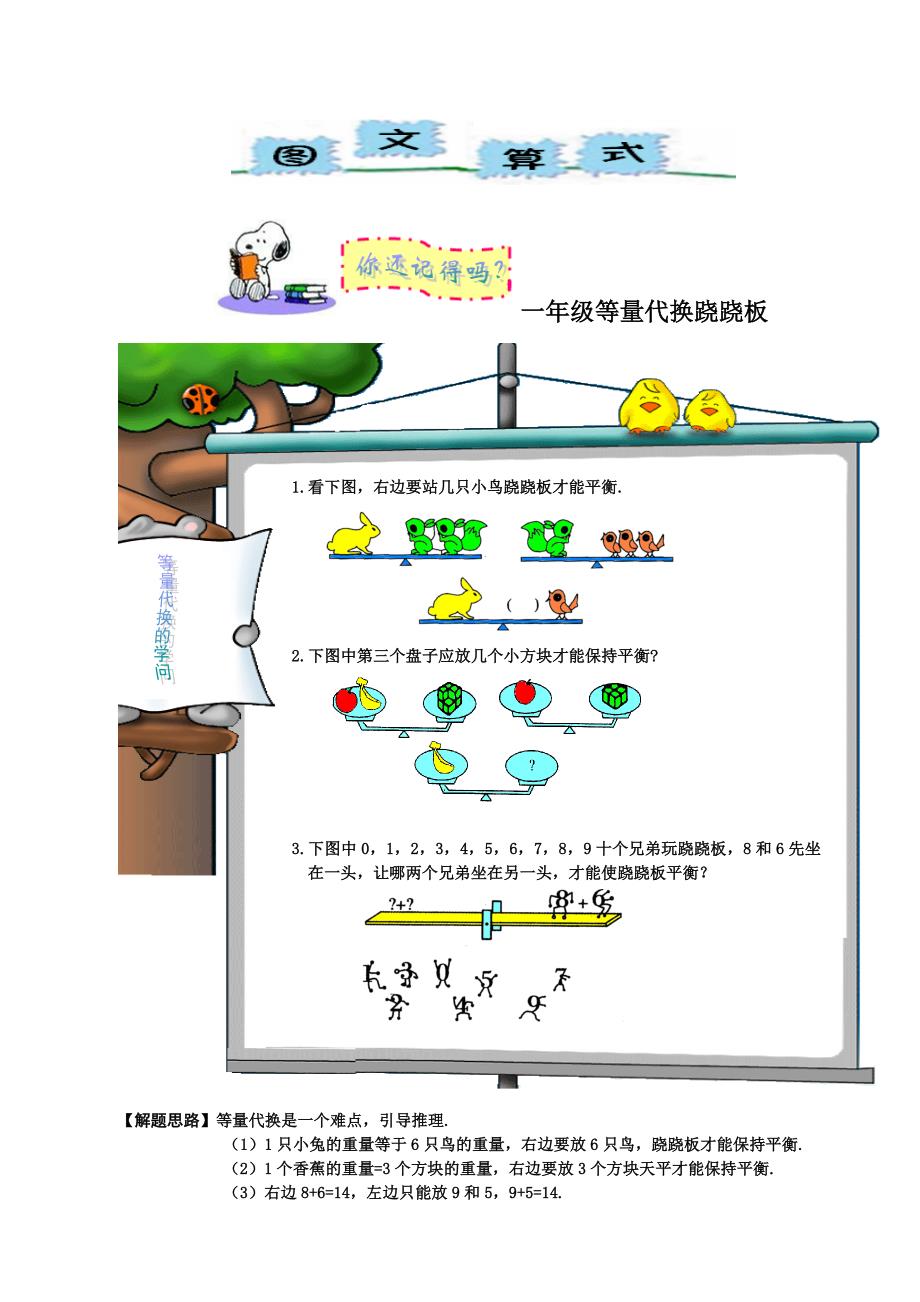 (完整word版)等量代换一年级(word文档良心出品).doc_第1页