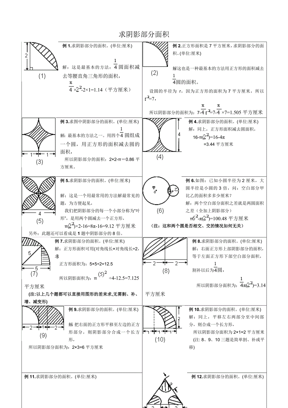 求阴影部分面积试题和答案_第1页