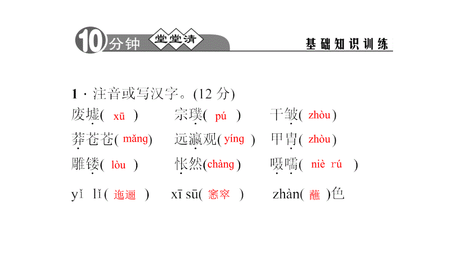 九年级语文下册 第一单元 3《废墟的召唤》习题课件 （新版）语文版_第1页