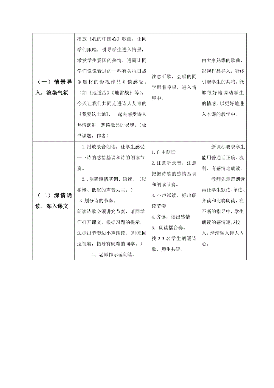 2018年新人教版部编本九年级上册语文《我爱这土地》教学设计 二_第3页