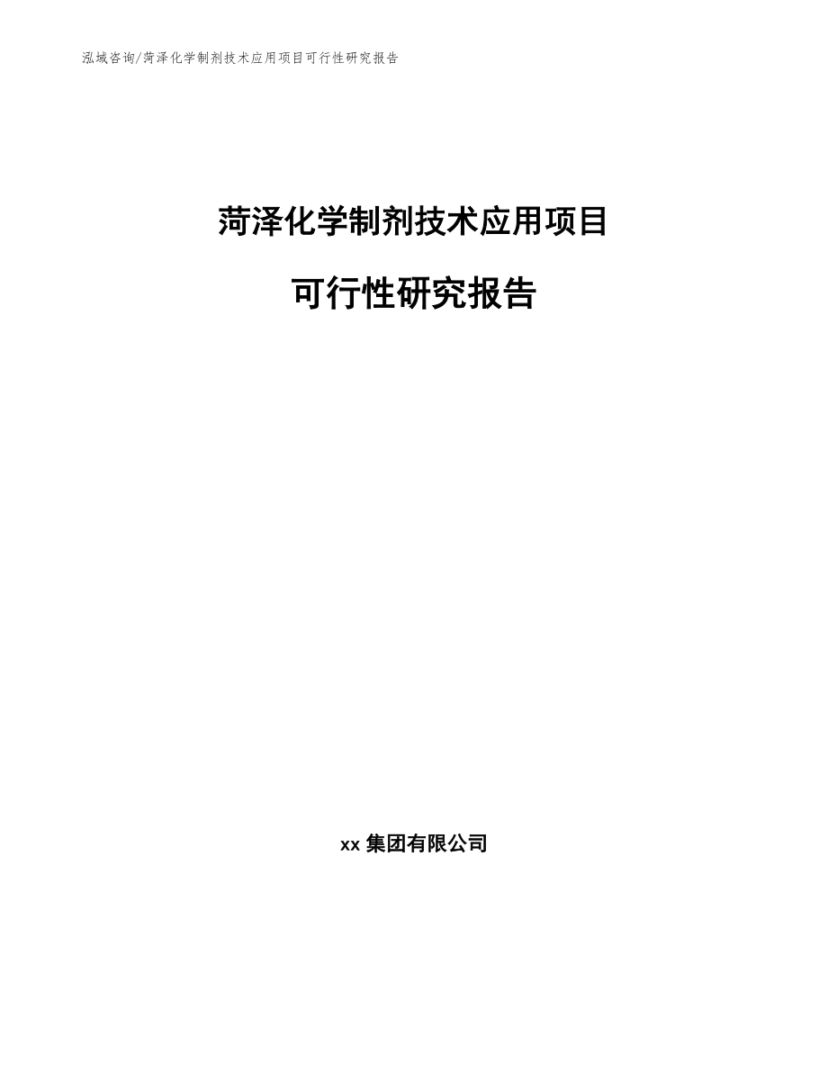 菏泽化学制剂技术应用项目可行性研究报告_范文_第1页