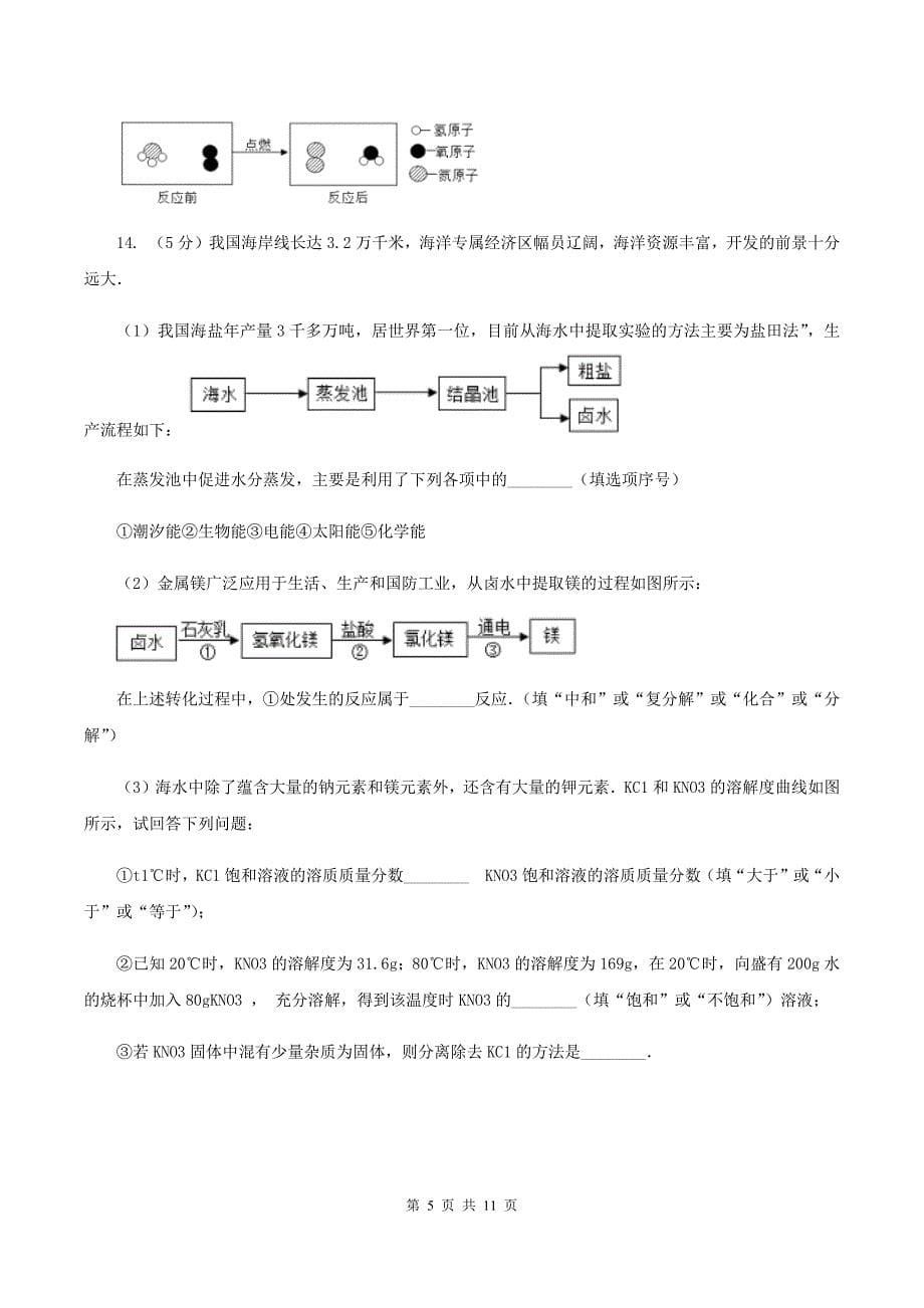 浙江省中考化学二模考试试卷（II）卷_第5页