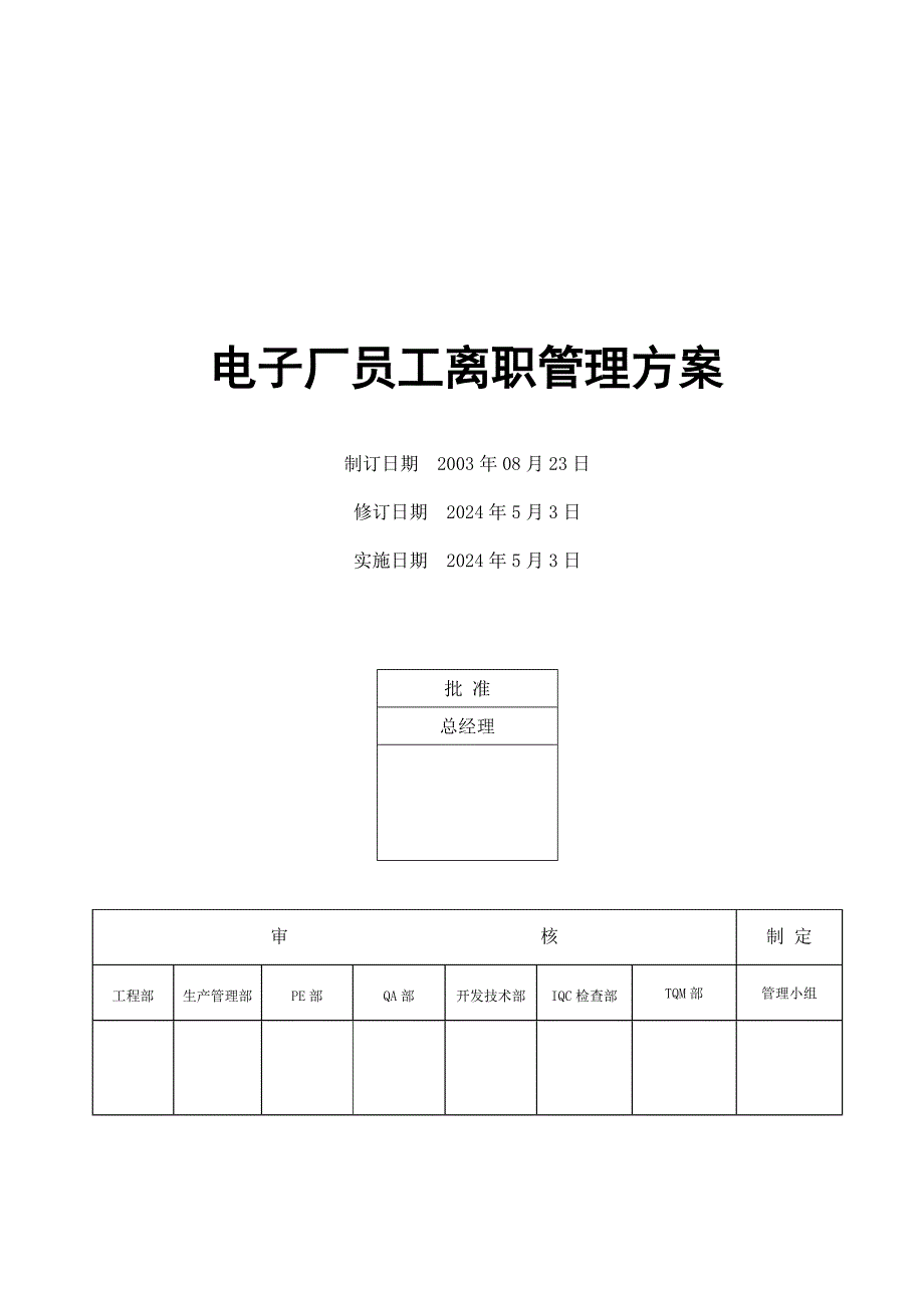 电子厂员工离职管理方案_第1页