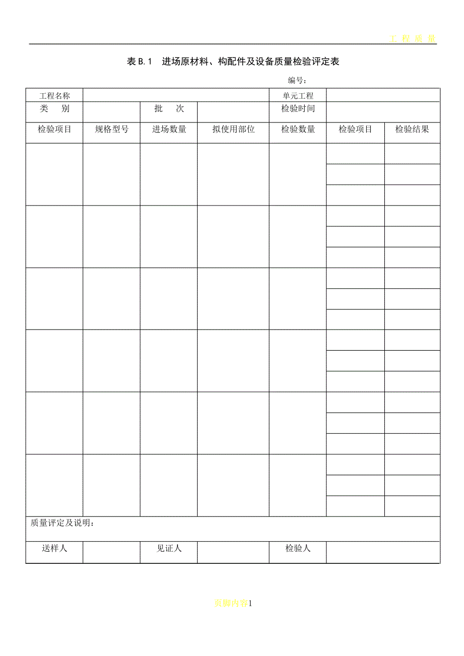 土地整治工程质量检验与评定规程表格_第1页