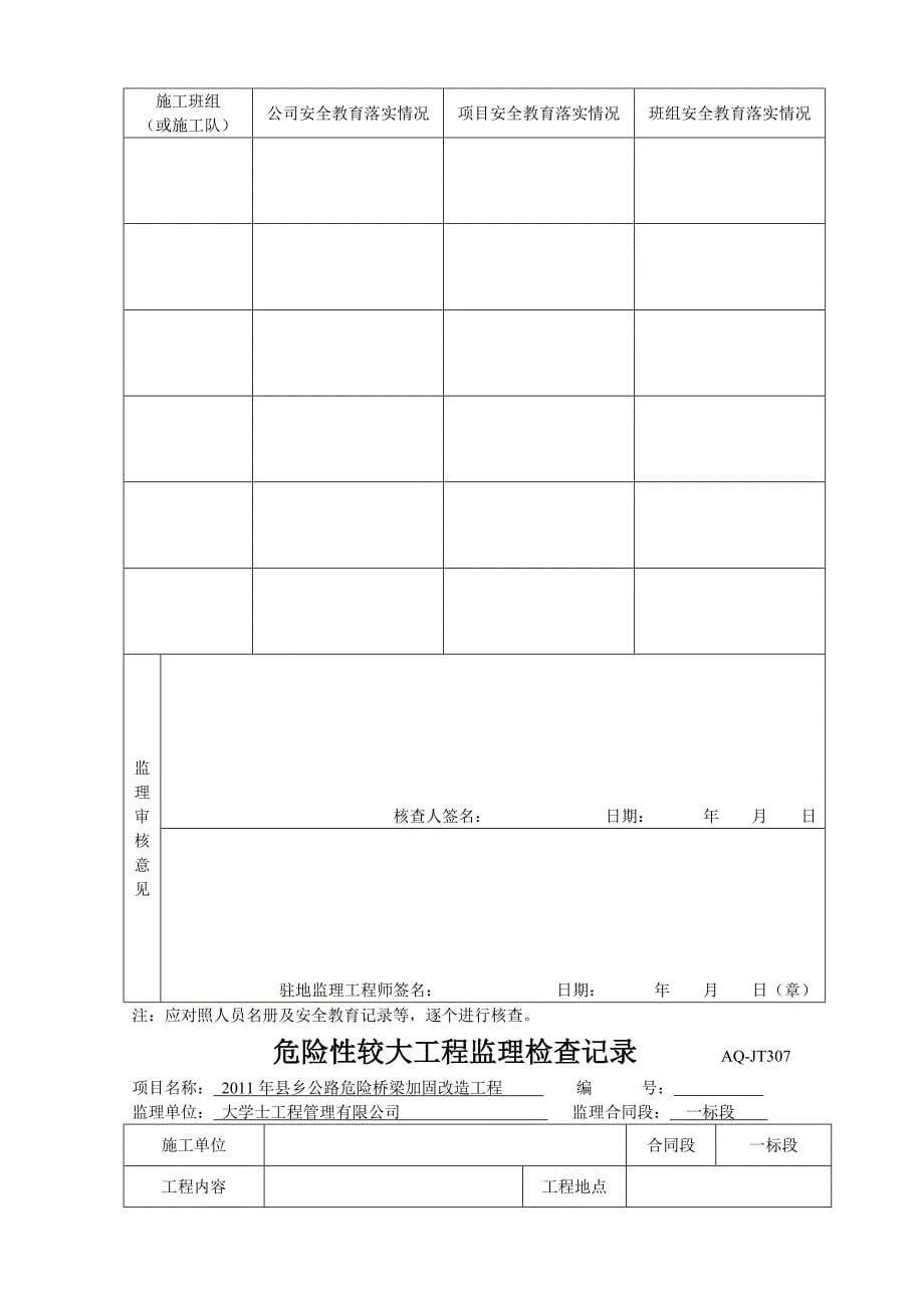 监理单位安全表格台账(浙)_第5页