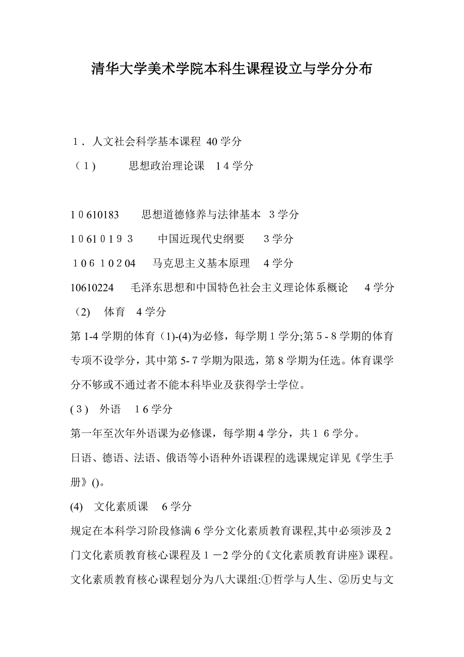清华大学美术学院本科生课程设置与学分分布_第1页