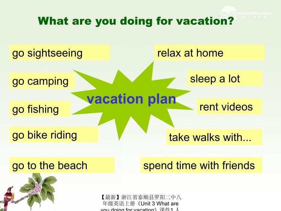 最新八年级英语上册Unit3Whatareyoudoingforvacation1_第5页