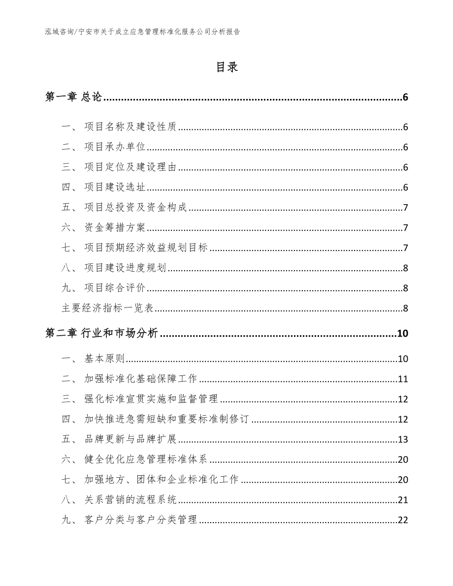 宁安市关于成立应急管理标准化服务公司分析报告模板范本_第1页