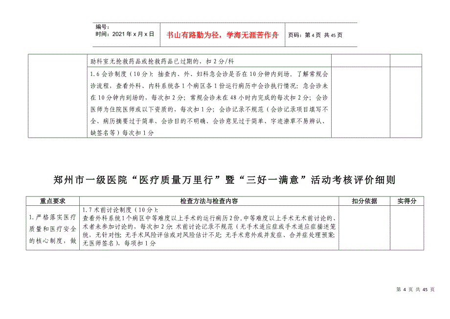 “医疗质量万里行”暨“三好一满意”活动考核评价细_第4页