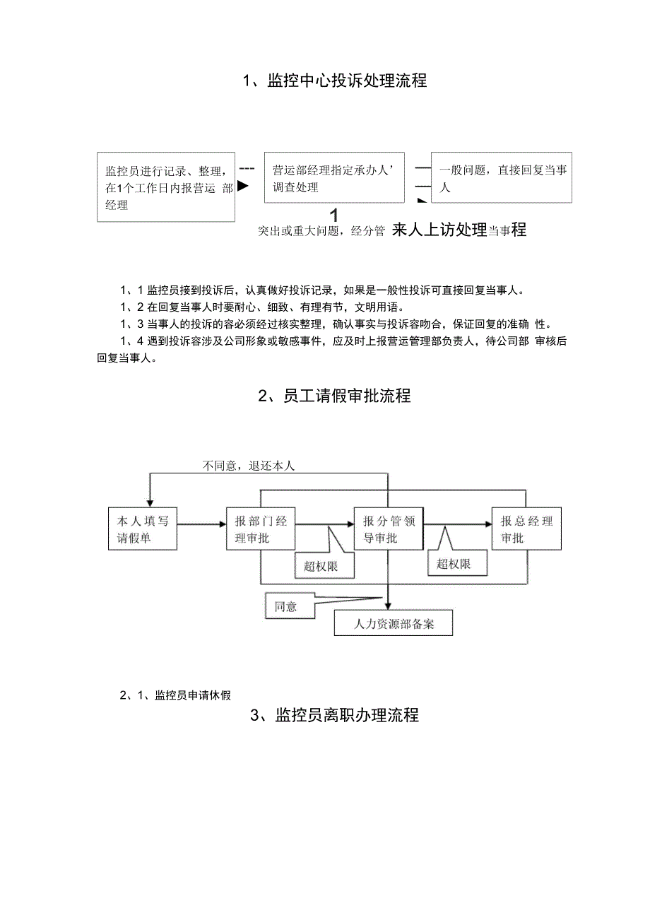高速公路监控中心各类工作流程_第1页