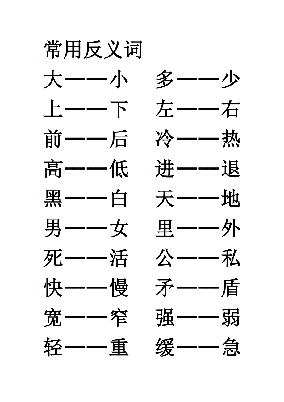 常用反义词大_第1页