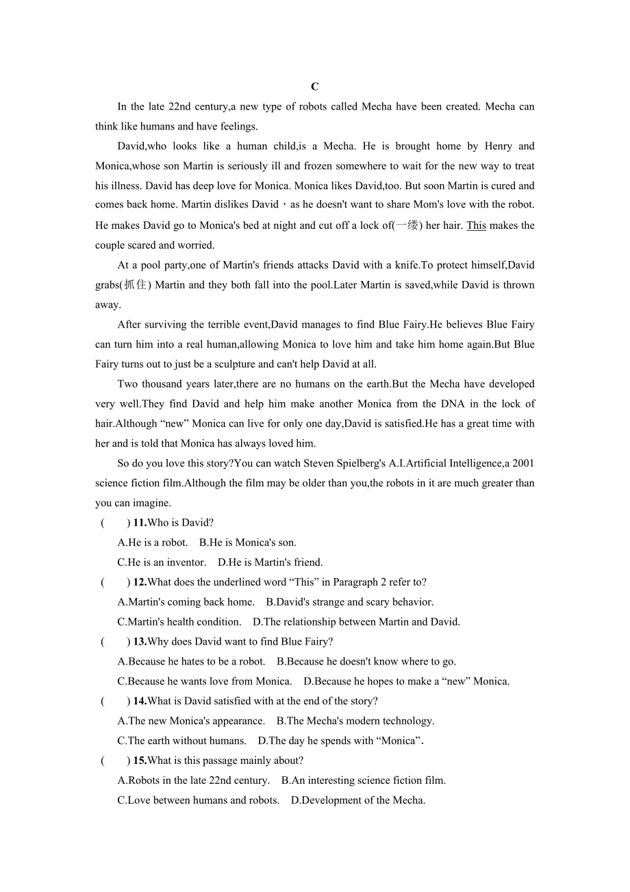 浙江专用-人教版英语九年级全册Unit6检测(含答案)_第3页