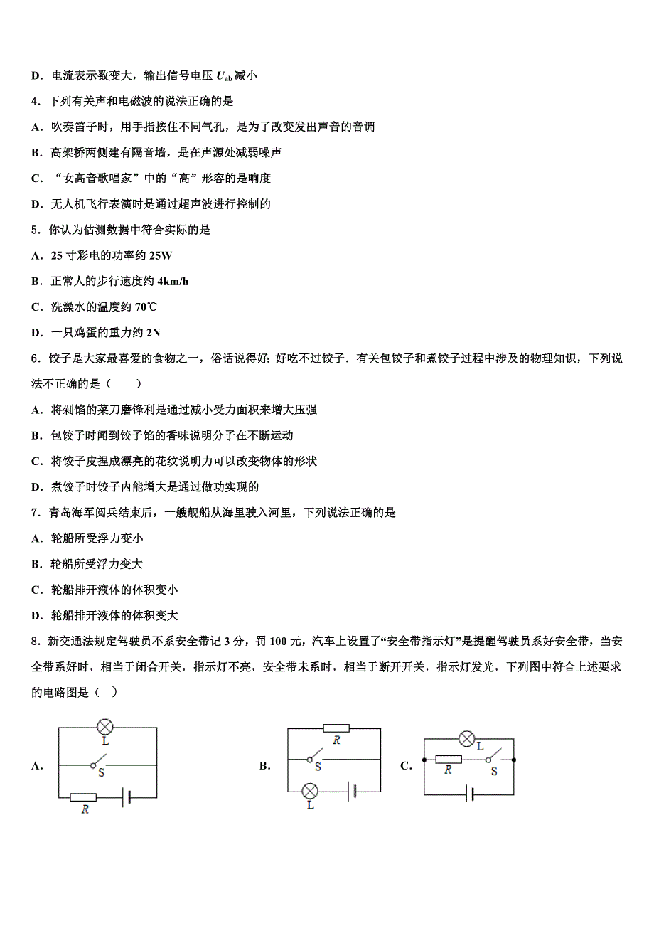 2023学年湖南省长沙市麓山国际实验学校中考考前最后一卷物理试卷（含解析).doc_第2页