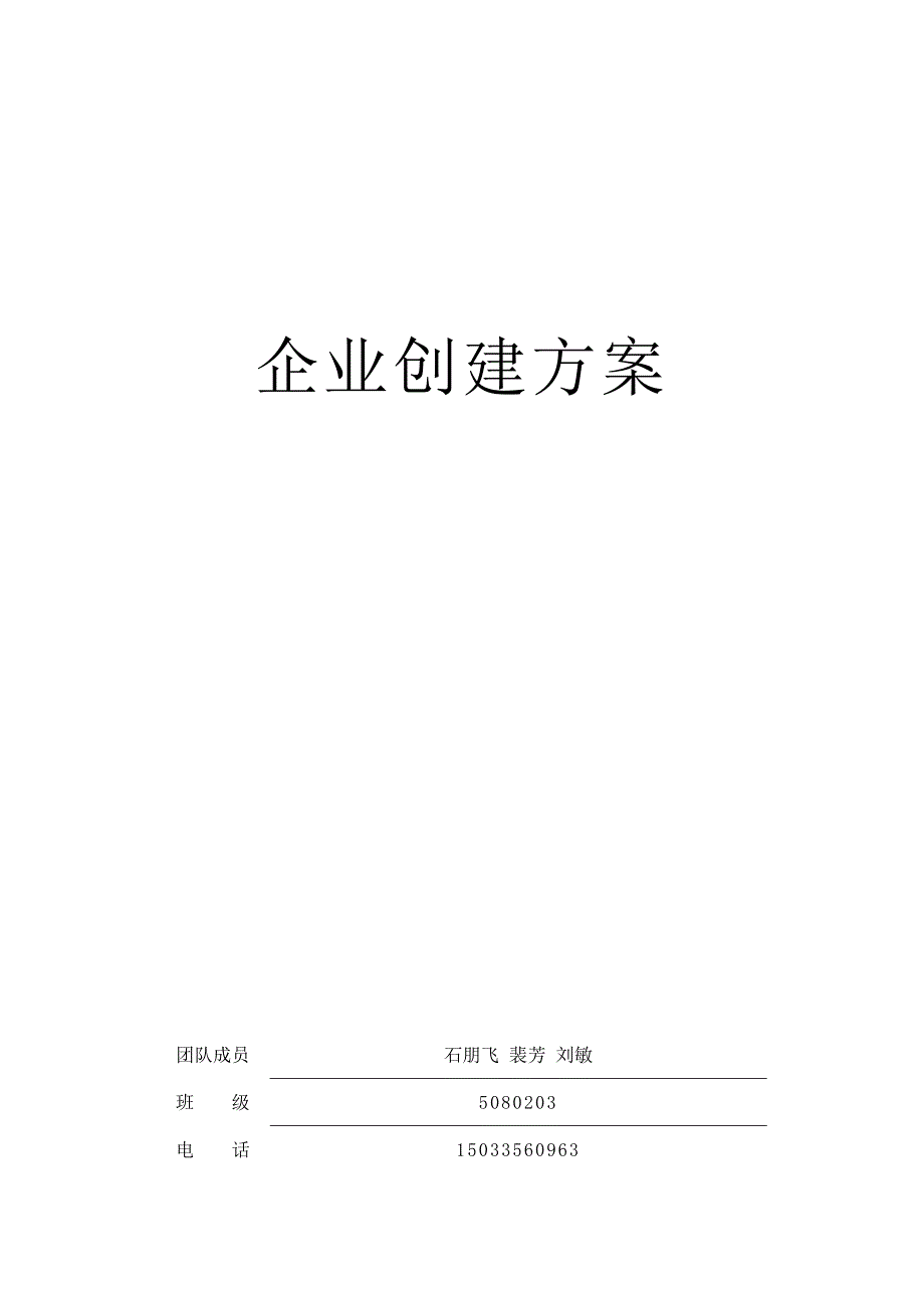 企业创建方案1_第1页