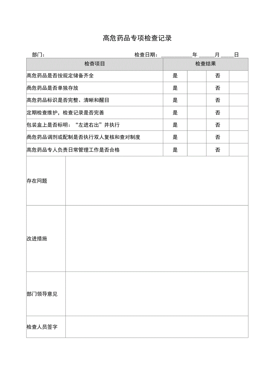 高危药品专项检查记录_第1页