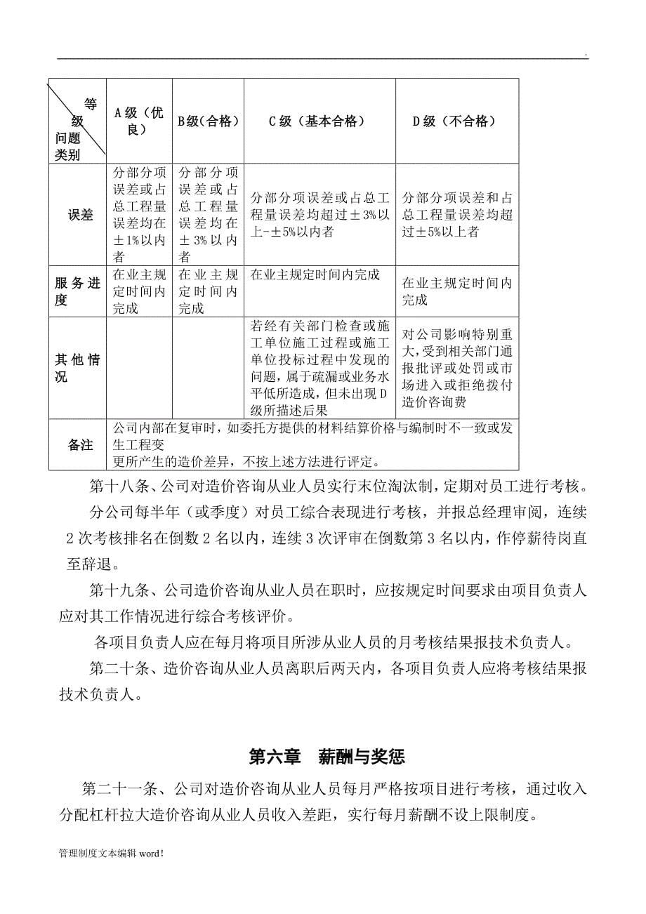 工程造价咨询从业人员绩效考核制度_第5页