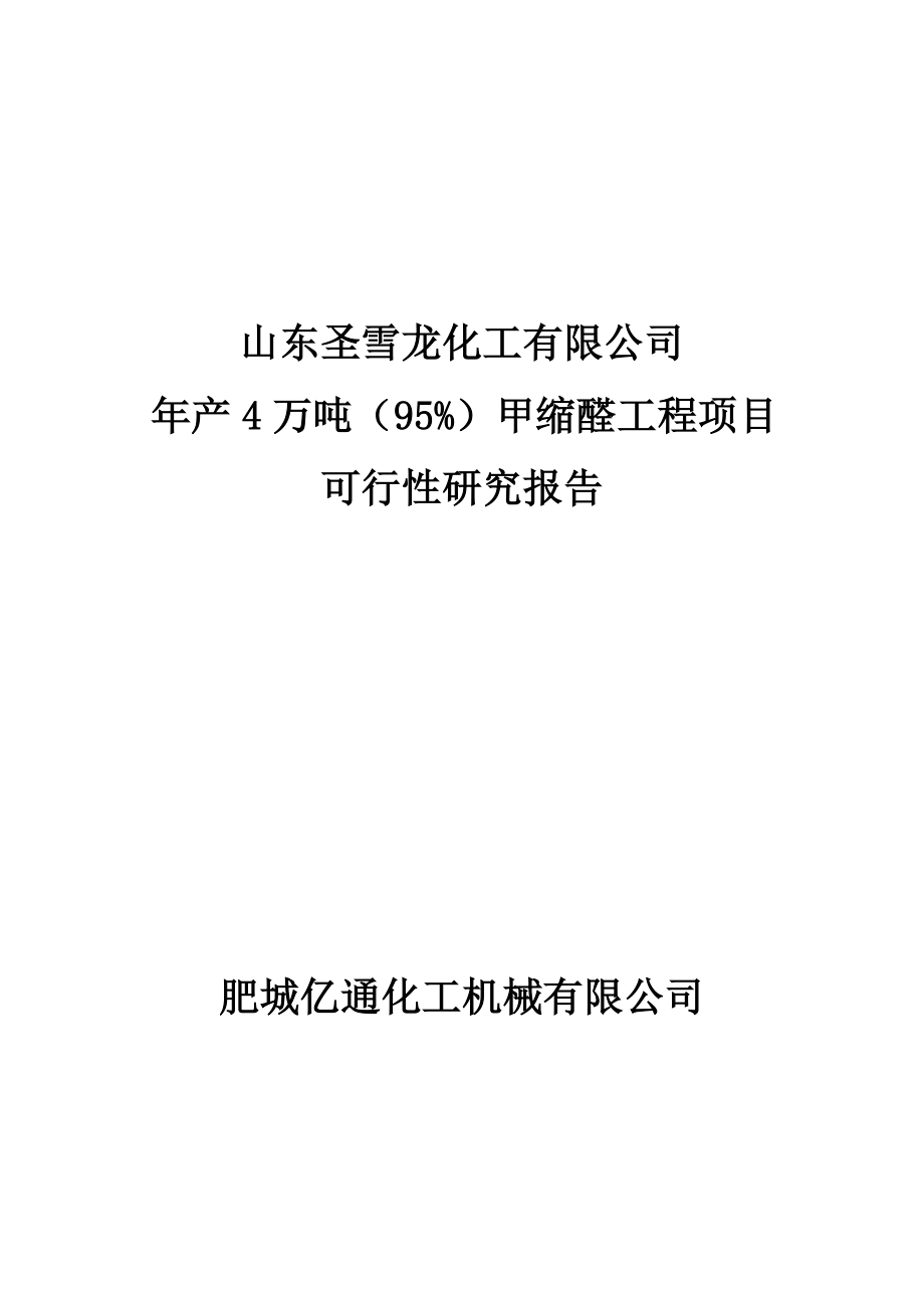 某化工公司甲缩醛工程项目可行性研究报告_第1页