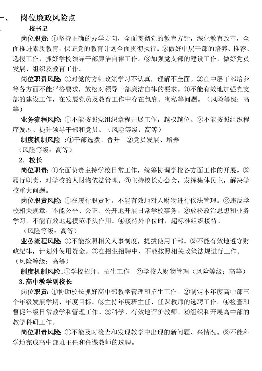 学校各岗位的廉政风险点.doc_第1页