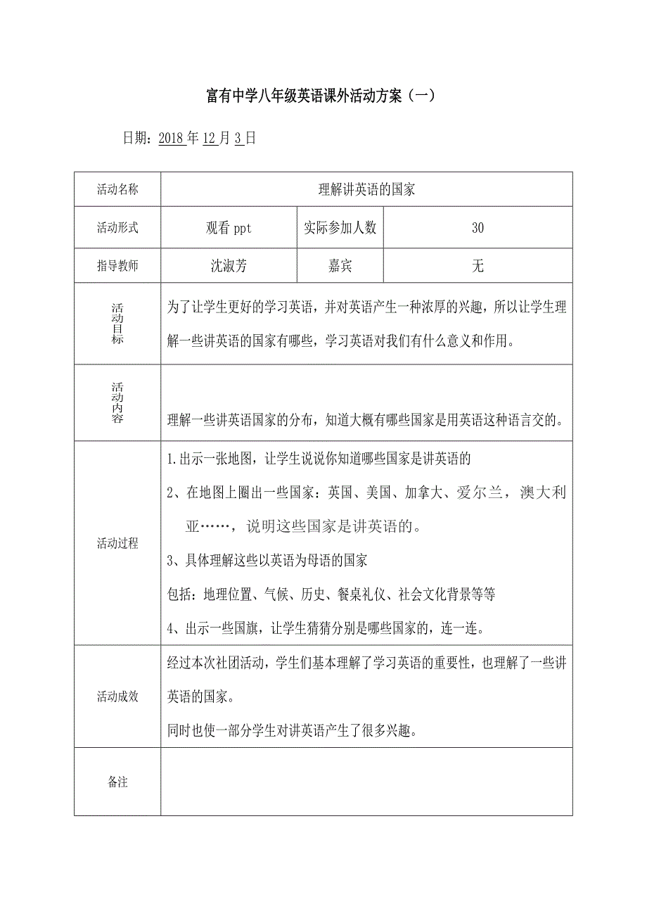 八年级英语课外活动方案_第2页