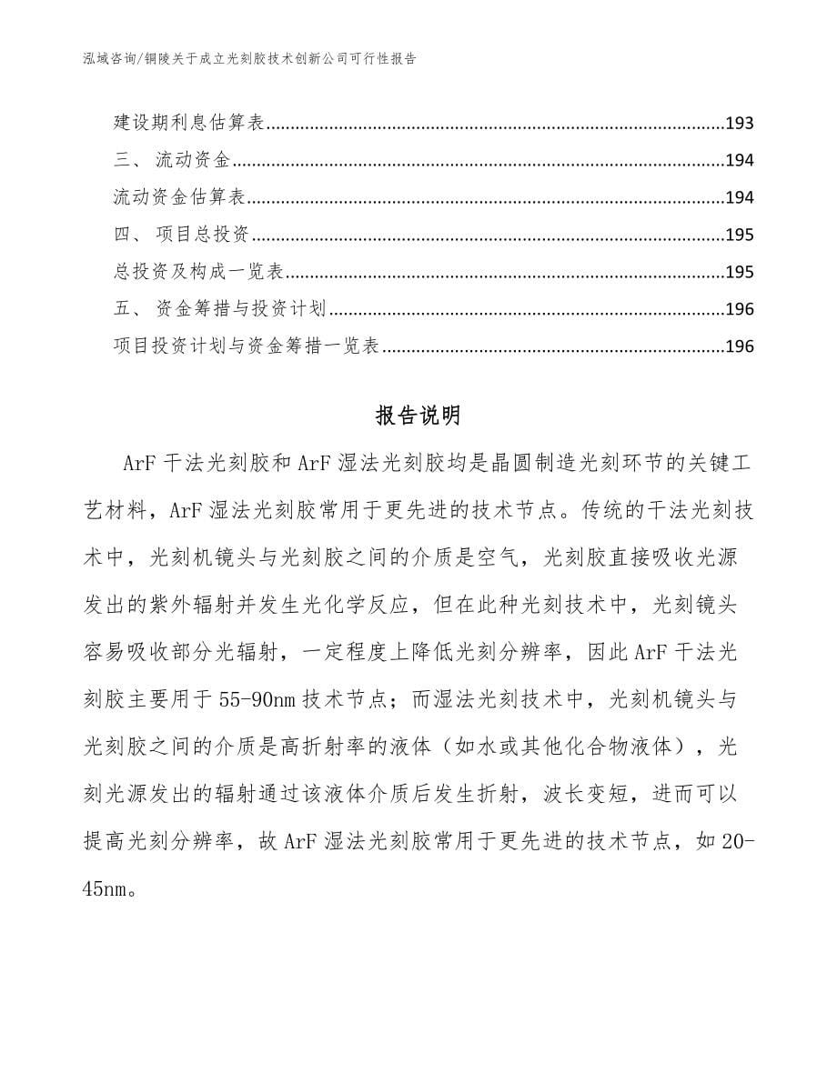 铜陵关于成立光刻胶技术创新公司可行性报告范文_第5页