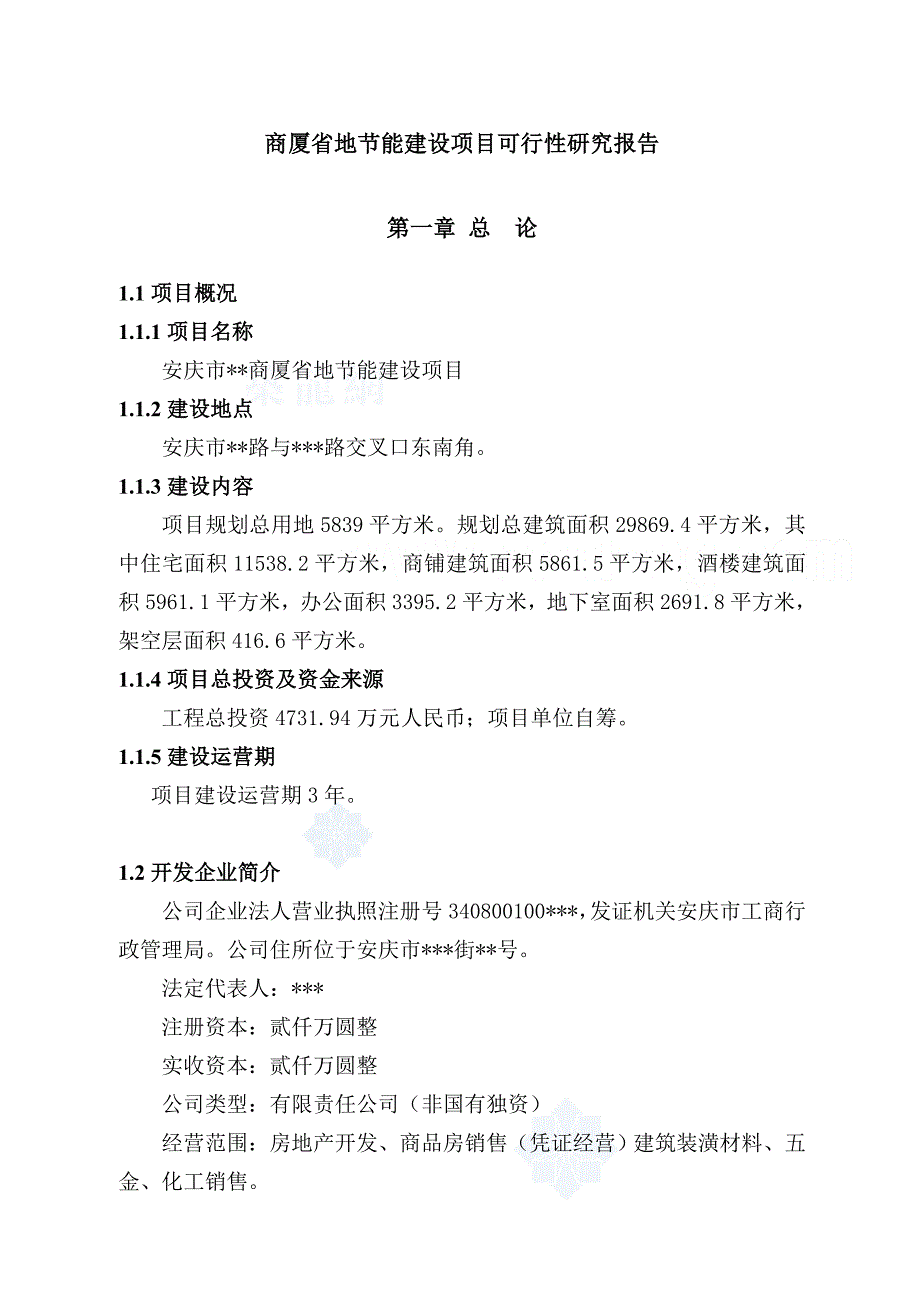 商厦省地立项投资节能项目可行性研究论证报告.doc_第1页