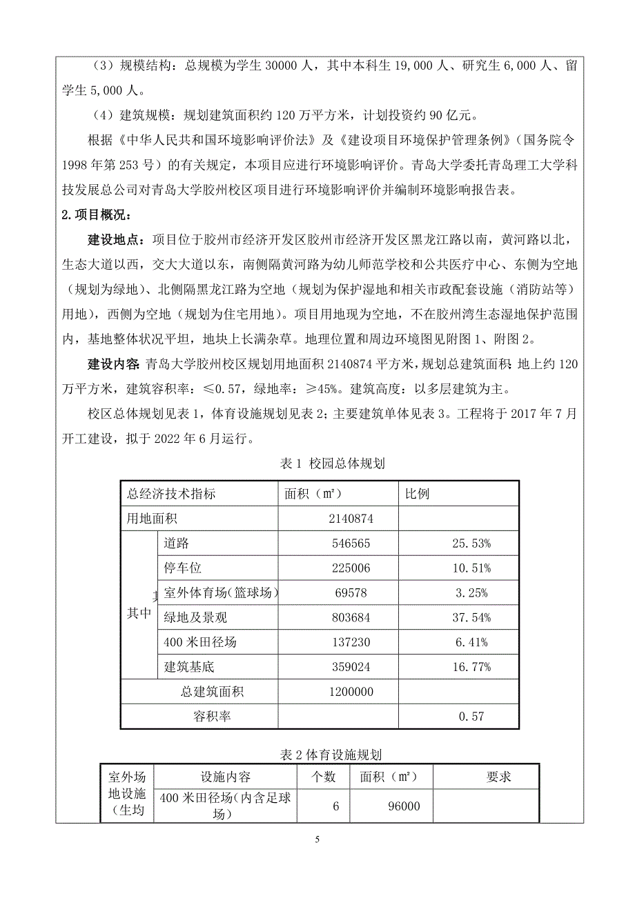 胶州校区青岛大学胶州校区项目环境影响报告表.doc_第5页