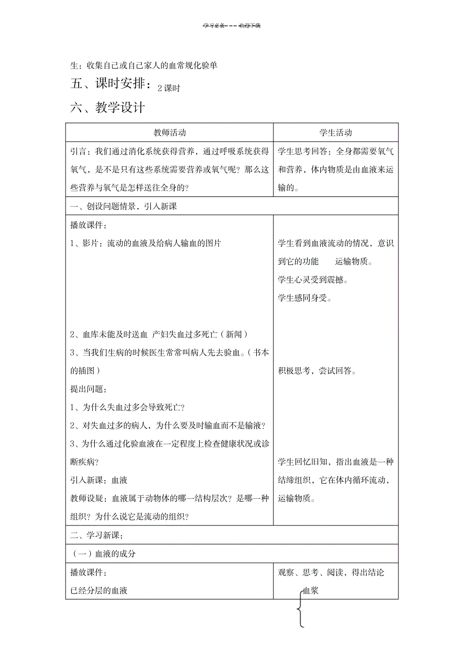 2023年流动的组织--血液精品教案_第2页