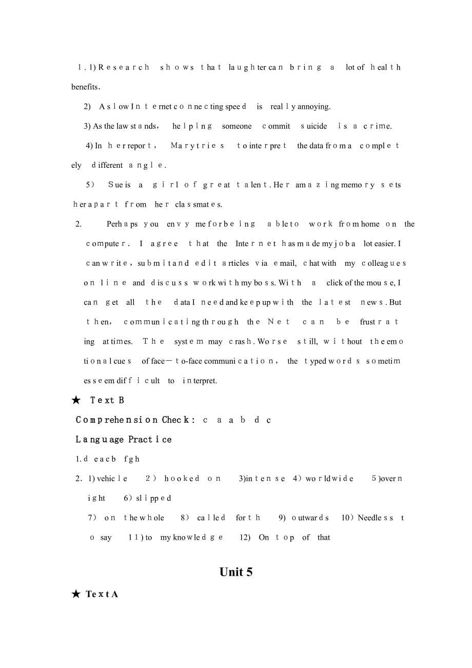 全新版大学英语(第二版)综合教程2课后练习答案(1)_第5页