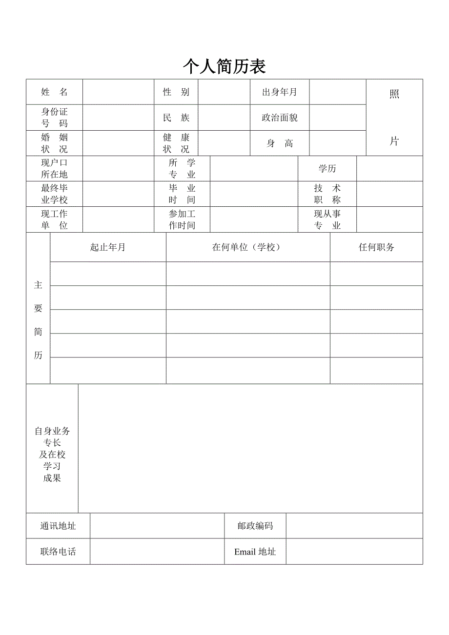 个人简历模板51job_第1页