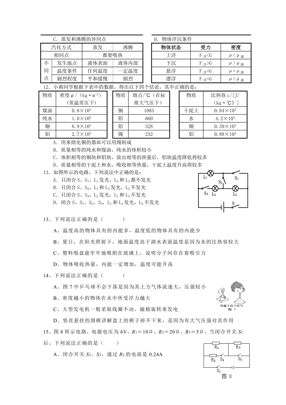 初中物理不定项选择_第2页