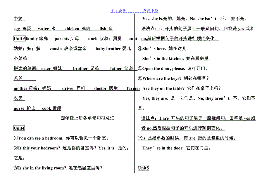 最新pep小学英语四年级知识点总结期末总复习_第4页